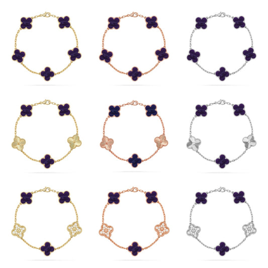 [Max Jewelry ]CLOVER 5 MOTIF PURPLE STRIPES BRACELET COLLECTION