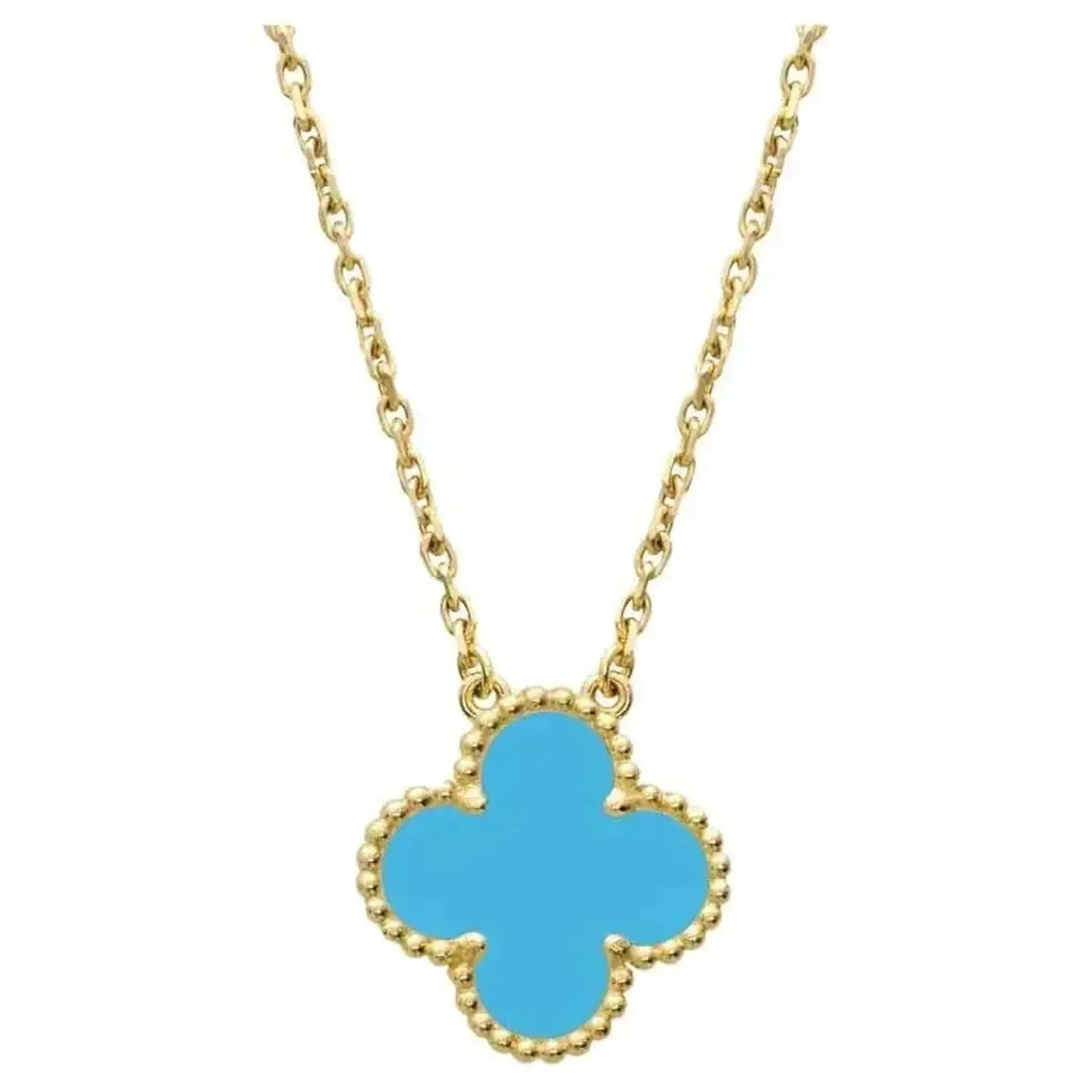 [Max Jewelry ]CLOVER 15MM VINTAGE TURQUOISE NECKLACE