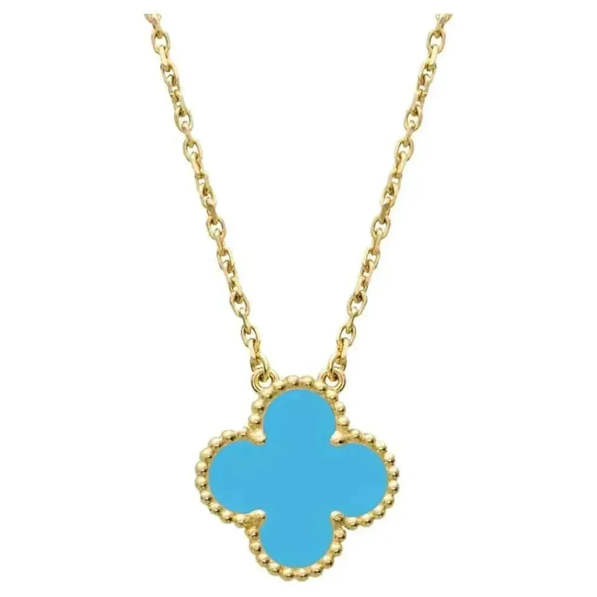 [Plus&Max]CLOVER 15MM VINTAGE TURQUOISE NECKLACE