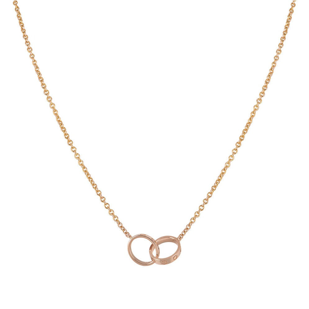 [Max Jewelry ]LOVE NECKLACE DOUBLE RING PINK GOLD