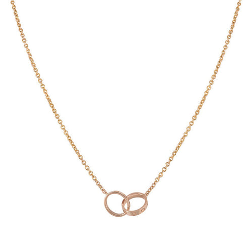 [Plus&Max]LOVE NECKLACE DOUBLE RING PINK GOLD