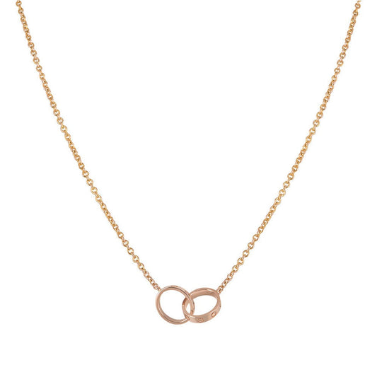 [Max Jewelry ]LOVE NECKLACE DOUBLE RING PINK GOLD