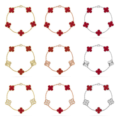 [Max Jewelry ] CLOVER 5 MOTIF RED CORNELIAN BRACELET COLLECTION