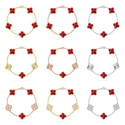 [Max Jewelry ]CLOVER 5 MOTIF RED PATTERN BRACELET COLLECTION
