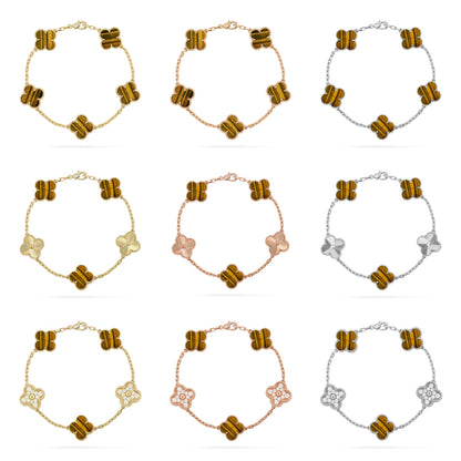 [Max Jewelry ] CLOVER 5 MOTIFS TIGER EYE BRACELET COLLECTION