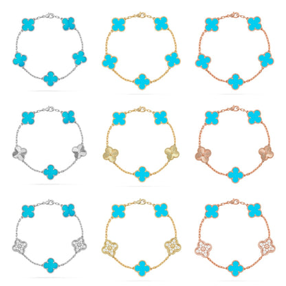 [Max Jewelry ] CLOVER 5 MOTIF TURQUOISE BRACELET COLLECTION