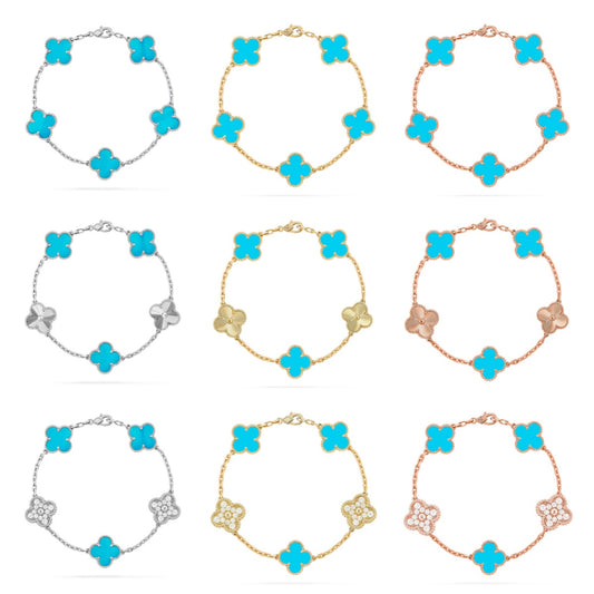 [Max Jewelry ] CLOVER 5 MOTIF TURQUOISE BRACELET COLLECTION