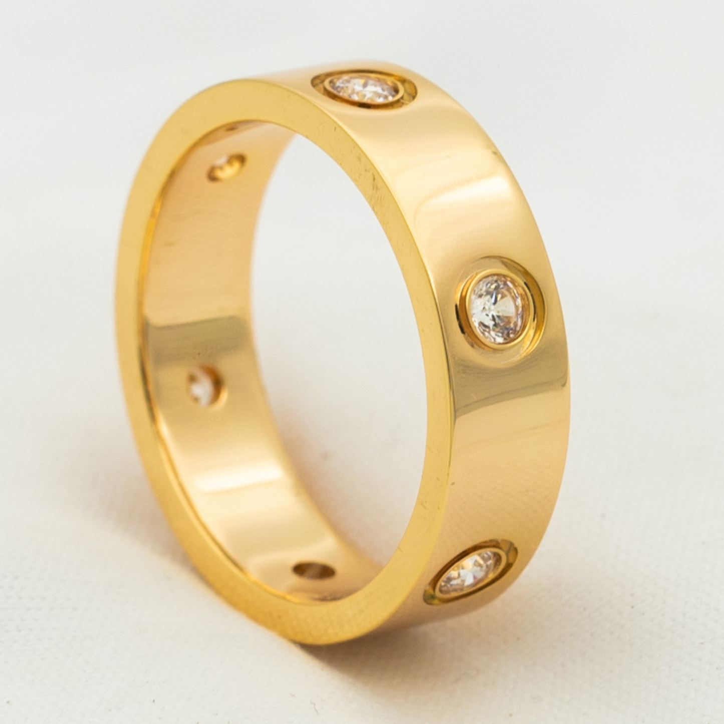 [Max Jewelry ]LOVE RING 5.5MM 6 DIAMONDS PINK GOLD