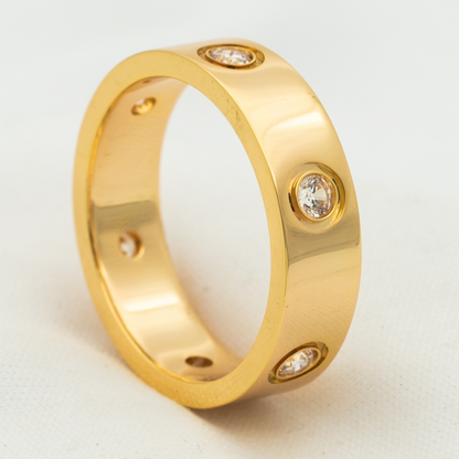 [Max Jewelry ]LOVE RING 5.5MM 6 DIAMONDS PINK GOLD