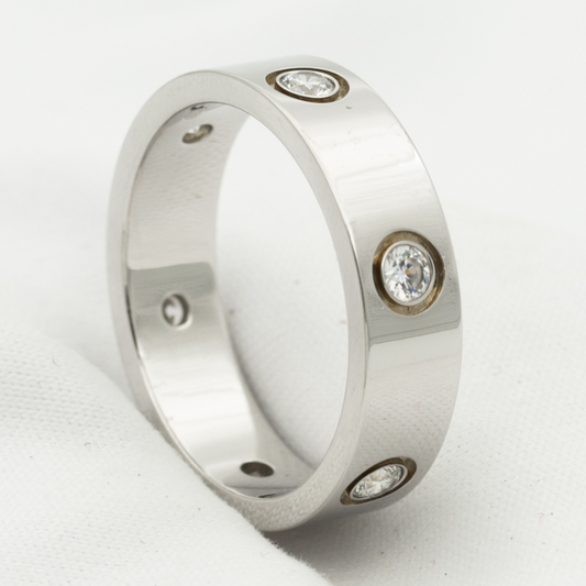 [Max Jewelry ]LOVE RING 5.5MM 6 DIAMONDS SILVER