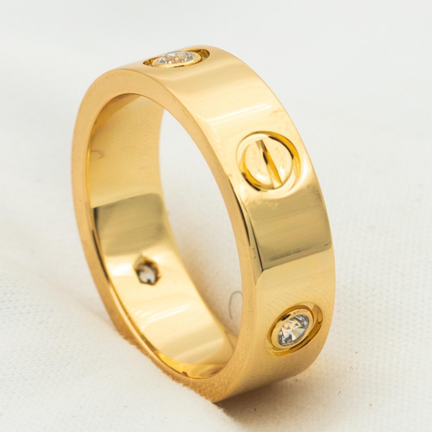 [Max Jewelry ]LOVE RING 5.5MM 3 DIAMONDS PINK GOLD