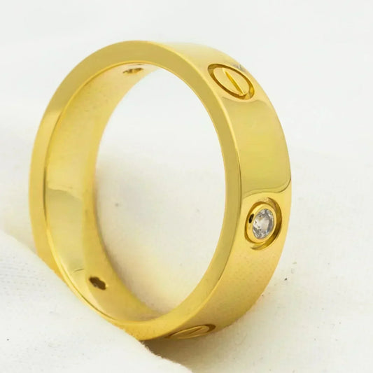 [Max Jewelry ]LOVE RING 5.5MM 3 DIAMONDS GOLD