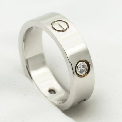[Max Jewelry ]LOVE RING 5.5MM 3 DIAMONDS SILVER