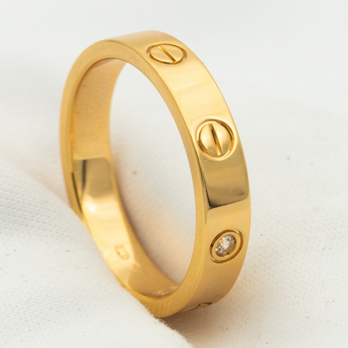 [Max Jewelry ]LOVE RING 4MM 1 DIAMOND PINK GOLD