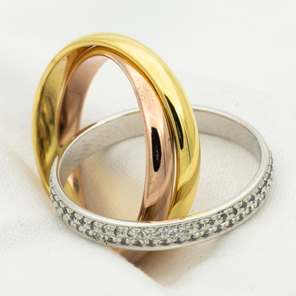 [Max Jewelry ]TRINITY RING GOLD PINK GOLD SILVER DIAMONDS
