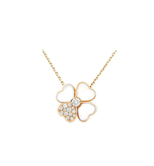 [Max Jewelry ]CLOVER MOP DIAMOND ROSE GOLD NECKLACE