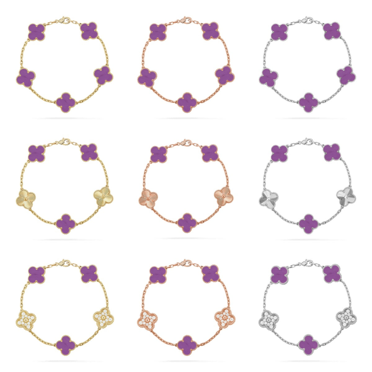 [Max Jewelry ] CLOVER 5 MOTIF VIOLET BRACELET COLLECTION