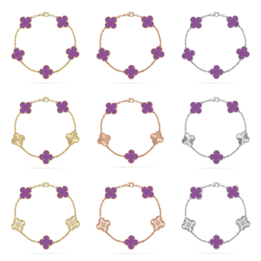 [Max Jewelry ] CLOVER 5 MOTIF VIOLET BRACELET COLLECTION