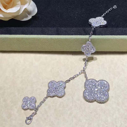 [Max Jewelry ]CLOVER 6 MOTIFS SILVER DIAMOND BRACELET