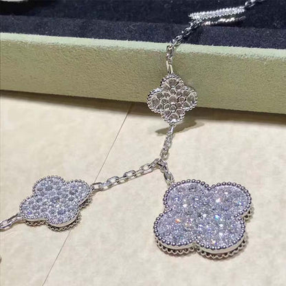 [Max Jewelry ]CLOVER 6 MOTIFS SILVER DIAMOND BRACELET