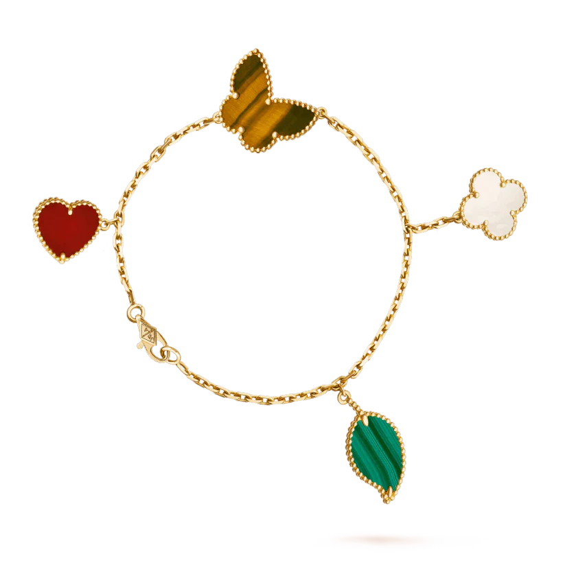 [Max Jewelry ]LUCKY SPRING 5 MOTIF GOLD BRACELET