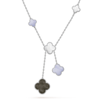 [Plus&Max]CLOVER MOP CHALCEDONY NECKLACE SILVER 6 MOTIF