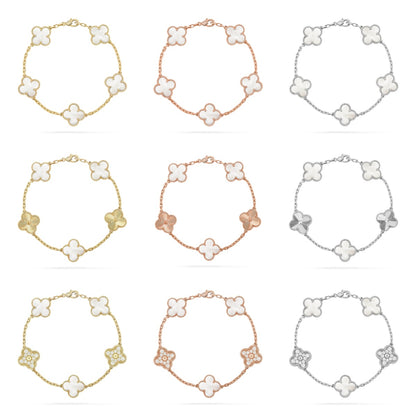 [Max Jewelry ]CLOVER WHITE PEARL MOP 5 MOTIF BRACELET COLLECTION