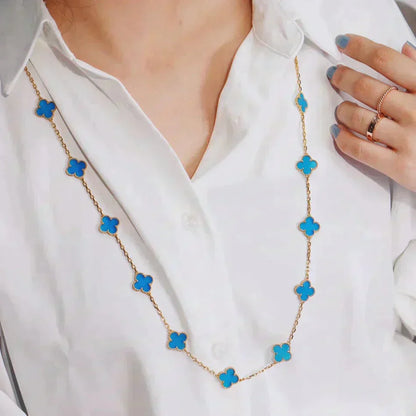 [Max Jewelry ]CLOVER 20 MOTIFS BLUE AGATE GOLD