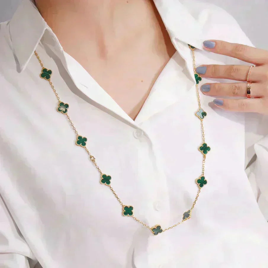[Max Jewelry ]CLOVER 20 MOTIFS MALACHITE GOLD