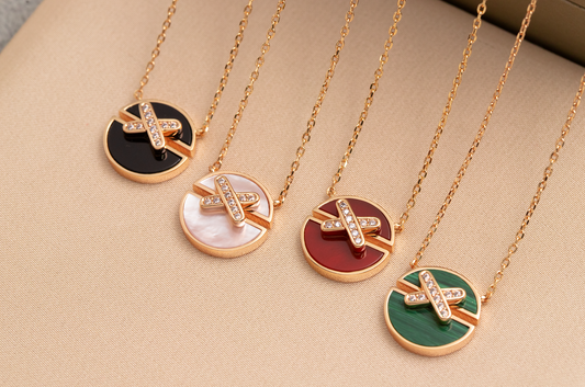 [Max Jewelry ]JEUX DE PINK GOLD DIAMOND NECKLACE