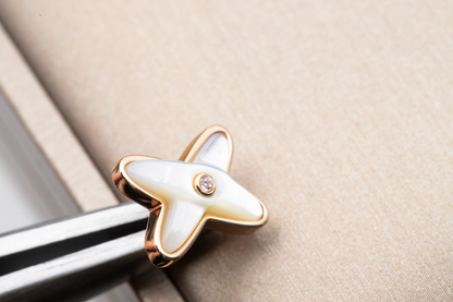 [Max Jewelry ]JEUX DE WHITE MOP PINK GOLD DIAMOND EARRINGS