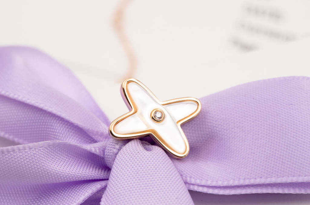 [Plus&Max]JEUX DE WHITE MOP ROSE GOLD DIAMOND EARRINGS