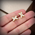 [Plus&Max]JEUX DE WHITE MOP GOLD DIAMOND EARRINGS