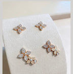 [Plus&Max]STAR BLOSSOM STUD EARRINGS PINK GOLD DIAMONDS