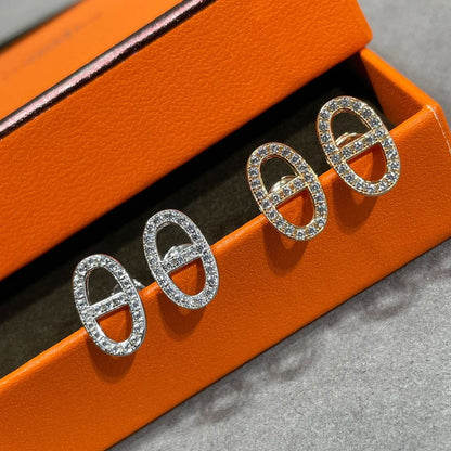 [Max Jewelry ]HM FULL DIAMOND PIG NOSE STUD EARRINGS