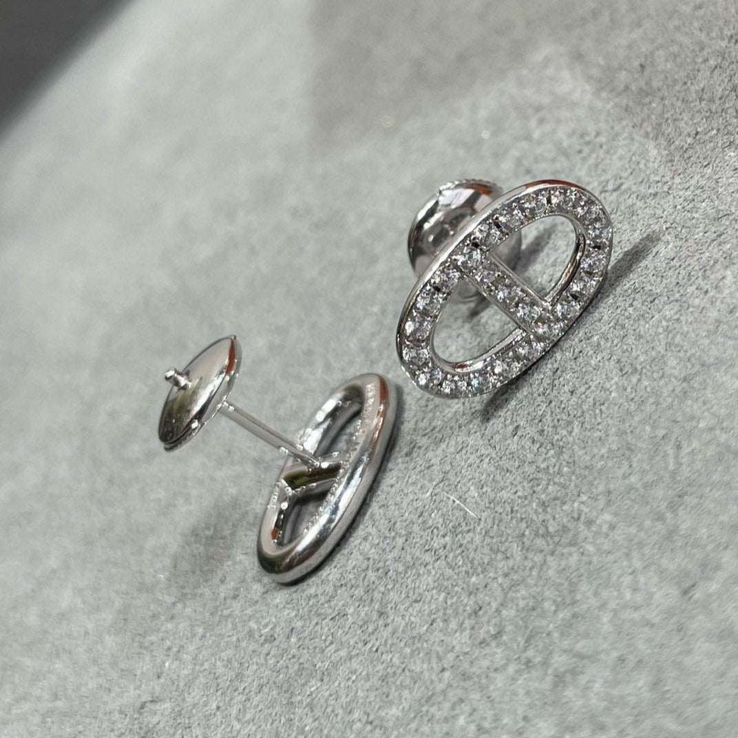 [Max Jewelry ]HM FULL DIAMOND PIG NOSE STUD EARRINGS