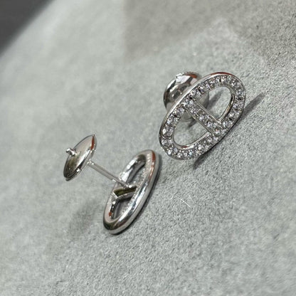 [Max Jewelry ]HM FULL DIAMOND PIG NOSE STUD EARRINGS