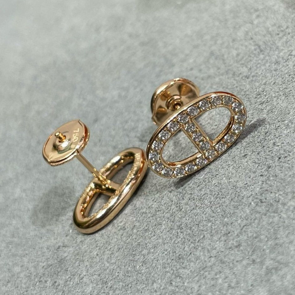 [Max Jewelry ]HM FULL DIAMOND PIG NOSE STUD EARRINGS
