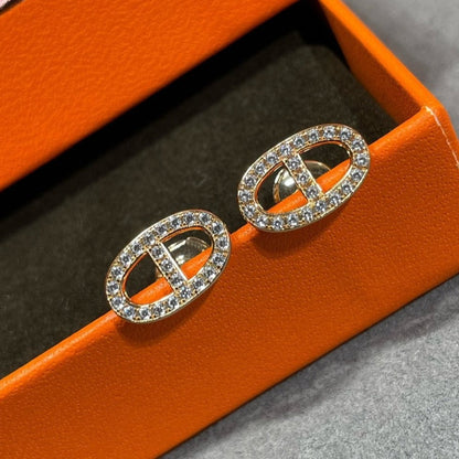 [Max Jewelry ]HM FULL DIAMOND PIG NOSE STUD EARRINGS
