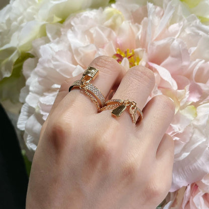 [Max Jewelry ]HM KELLY CLOCHETTE DOUBLE RING IN  WITH DIAMONDS