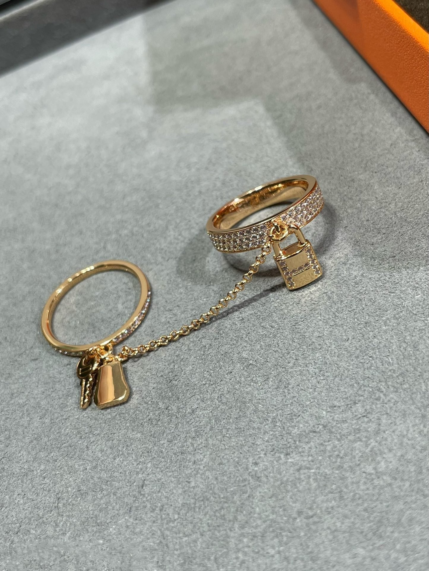 [Max Jewelry ]HM KELLY CLOCHETTE DOUBLE RING IN  WITH DIAMONDS