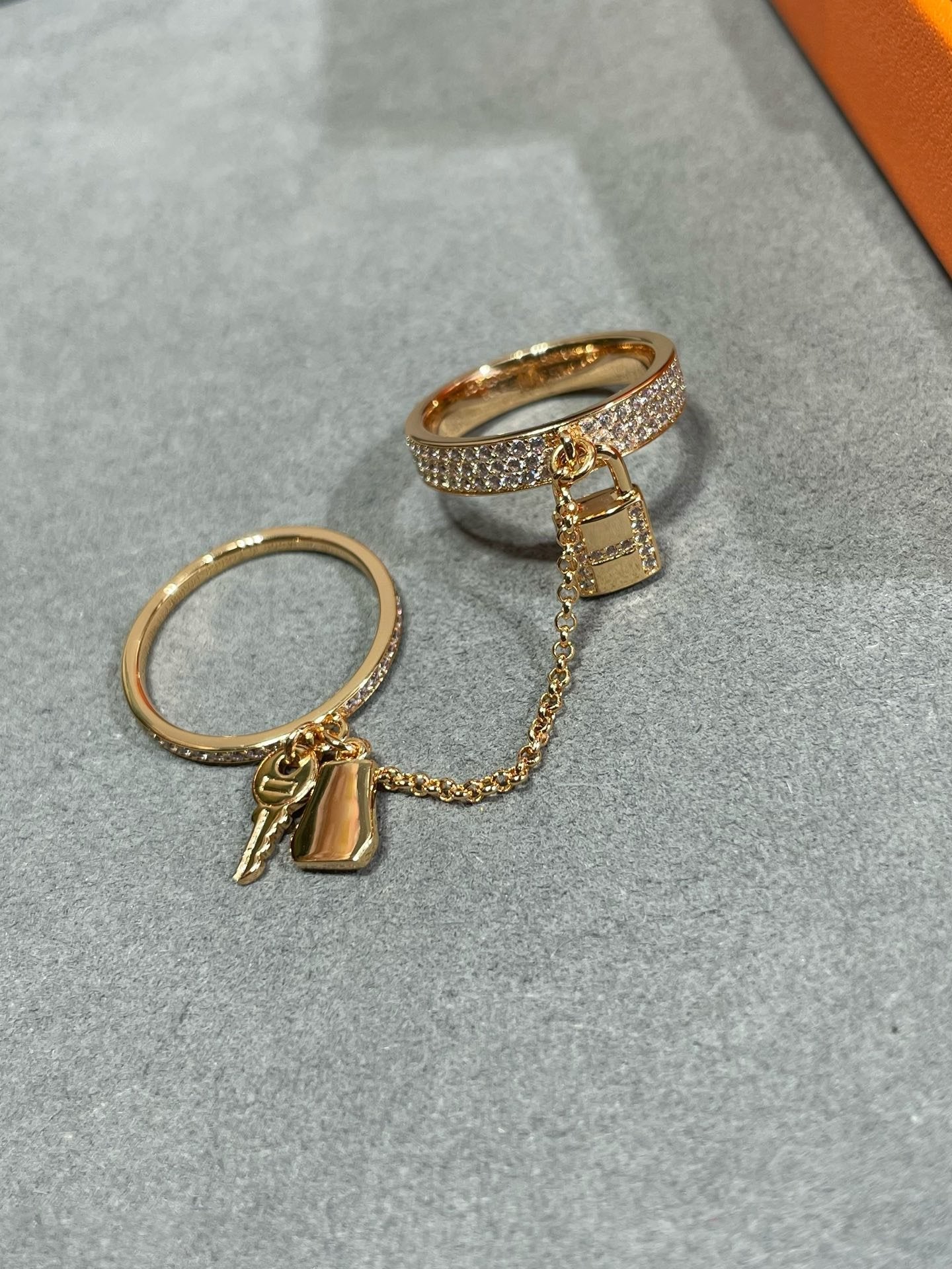 [Max Jewelry ]HM KELLY CLOCHETTE DOUBLE RING IN  WITH DIAMONDS