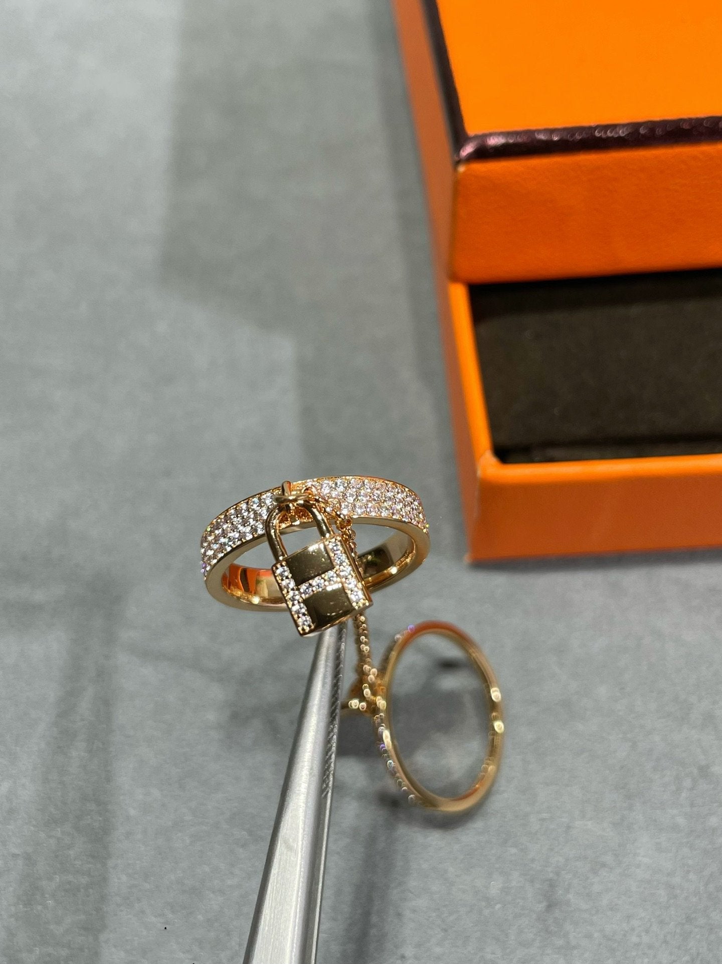 [Max Jewelry ]HM KELLY CLOCHETTE DOUBLE RING IN  WITH DIAMONDS