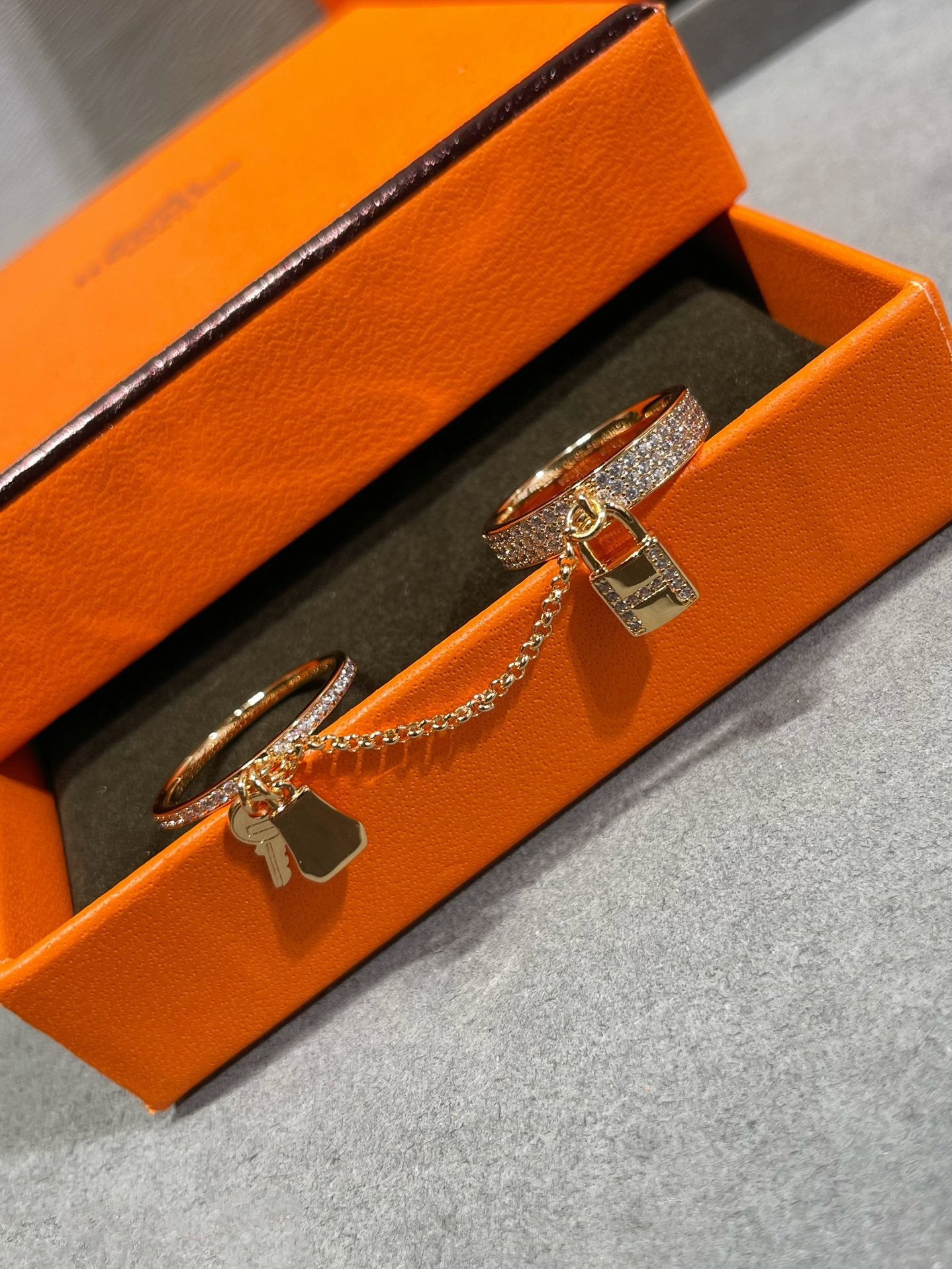 [Max Jewelry ]HM KELLY CLOCHETTE DOUBLE RING IN  WITH DIAMONDS