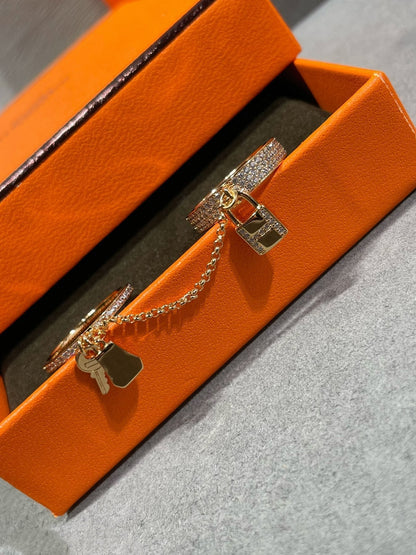 [Max Jewelry ]HM KELLY CLOCHETTE DOUBLE RING IN  WITH DIAMONDS