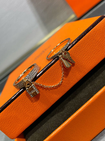 [Max Jewelry ]HM KELLY CLOCHETTE DOUBLE RING IN  WITH DIAMONDS