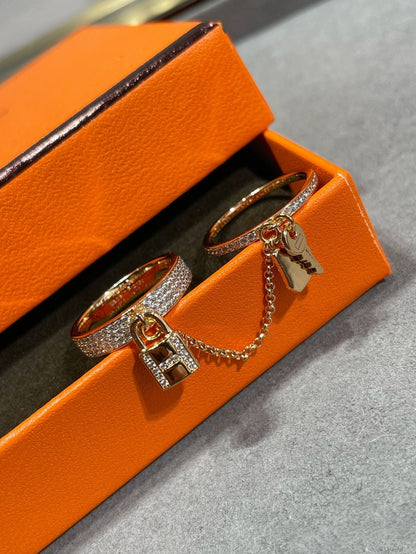 [Max Jewelry ]HM KELLY CLOCHETTE DOUBLE RING IN  WITH DIAMONDS