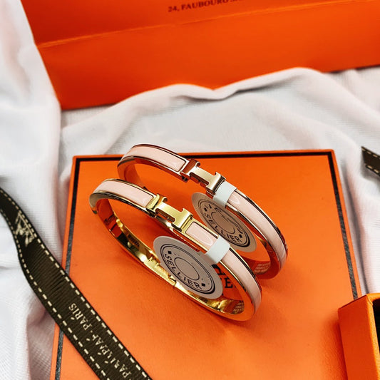 [Max Jewelry ]CLASSIC HM CLIC  PINK 8MM ENAMEL BRACELET