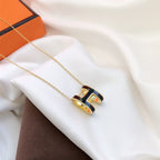 [Plus&Max]HM CLIC BLACK ENAMEL GOLD NECKLACE