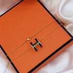 [Plus&Max]HM CLIC BLACK ENAMEL GOLD NECKLACE